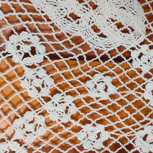 Suzy Shier+* crochet mesh short sleeve floral fringe boho vest - Picture 2 of 5